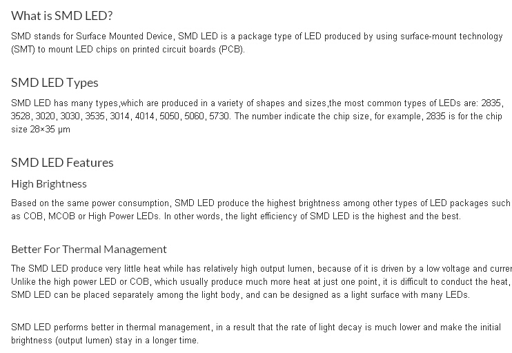 Smd Led Sizes Chart